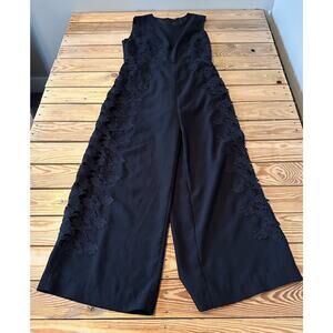 Theory Sleeveless Lace Appliqué Jumpsuit Size 42 Women’s Black